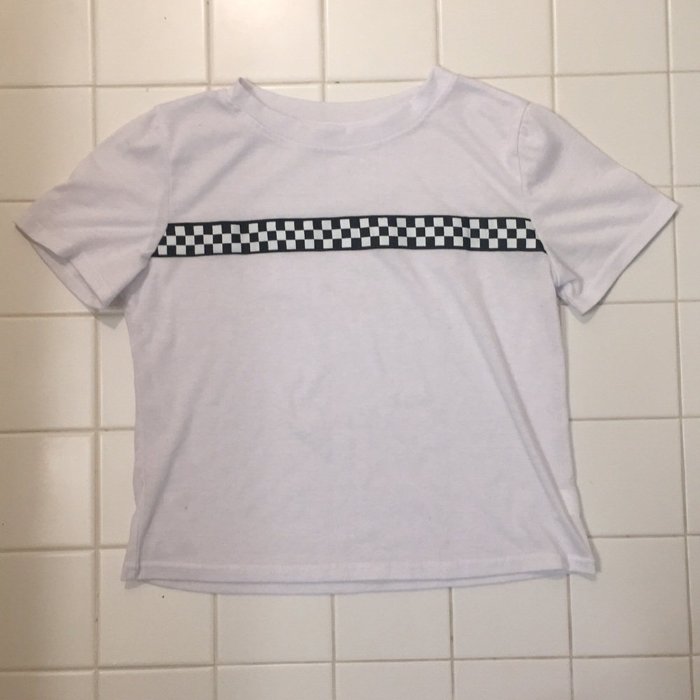 White and black checkered crop top!
